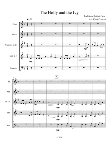 The Holly And The Ivy (Woodwind Quintet) (arr. Clark Cothern)