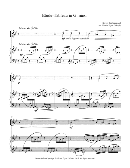 Rachmaninoff - Etude-Tableau in G minor op. 33 no. 7 arr. for Piano and Violin (arr. Nicole Elyse DiPaolo)