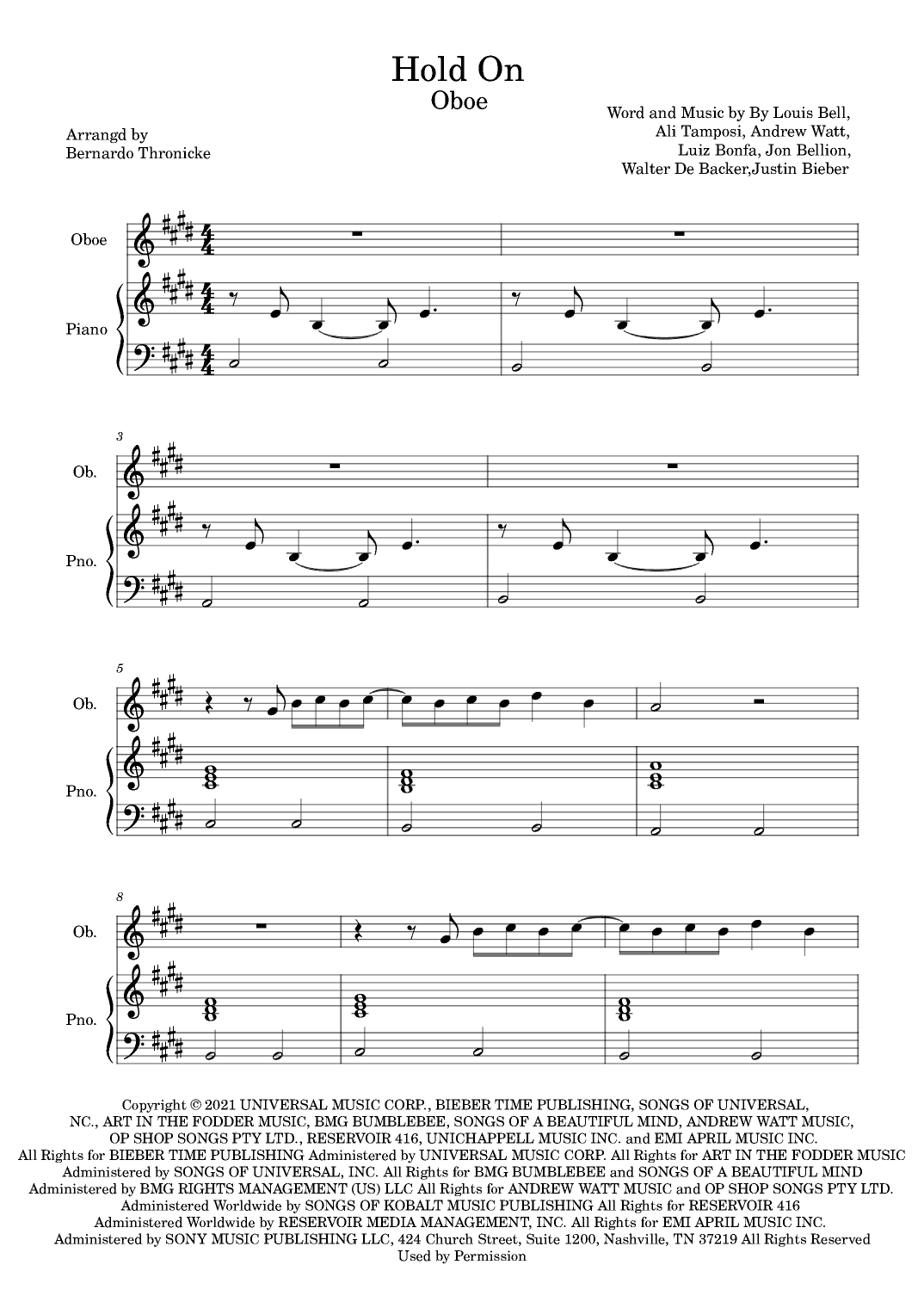 Hold On (arr. Bernardo Thronicke)