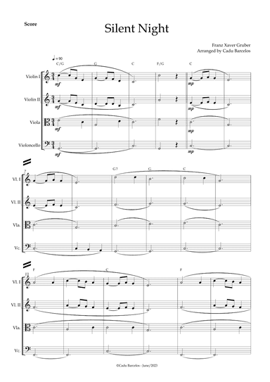 Silent night (Strings Quartet) chords (arr. Cadu Barcelos)