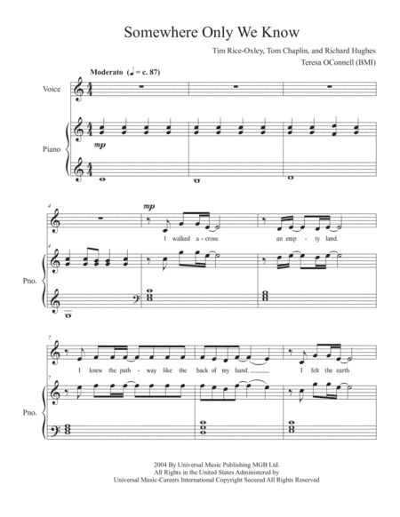 Somewhere Only We Know (arr. Teresa OConnell (BMI))