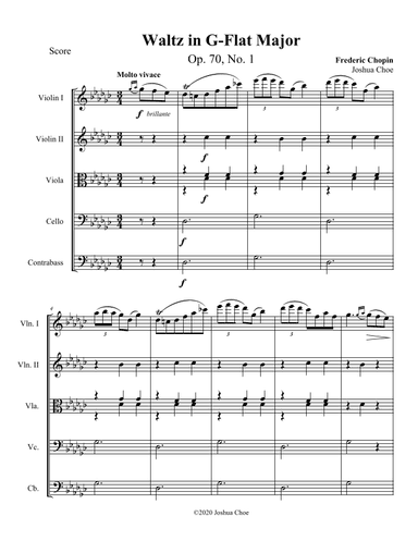 Waltz, Op. 70, No. 1 (Original Key) (arr. Joshua Choe)