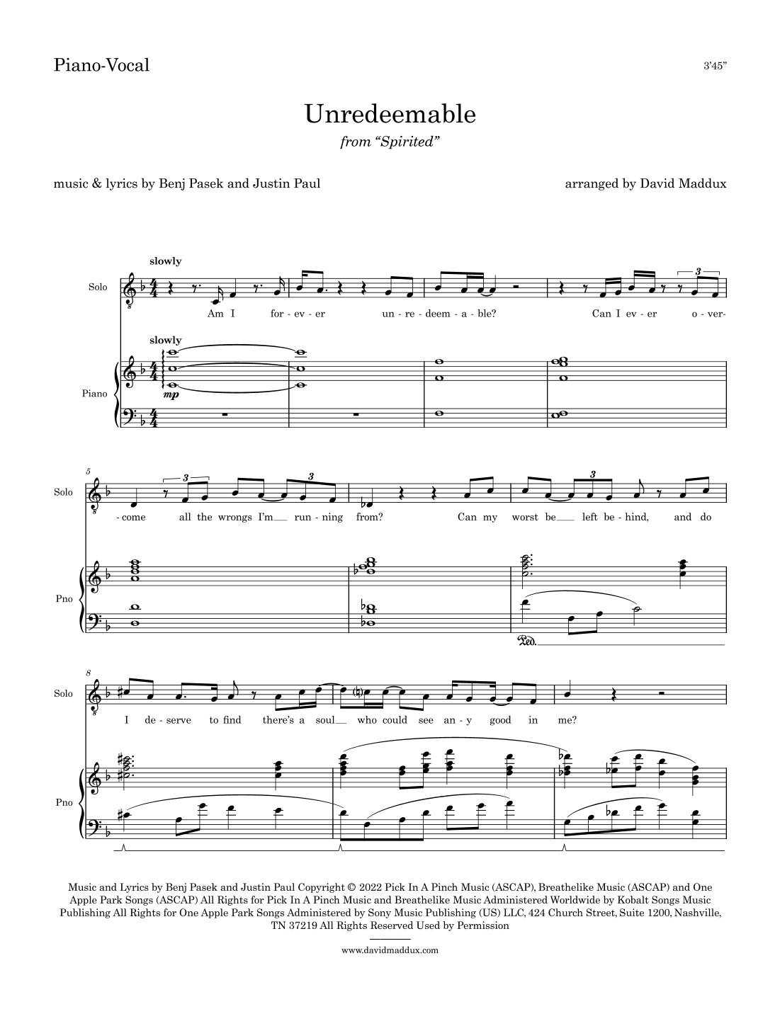 Unredeemable (arr. David Maddux)