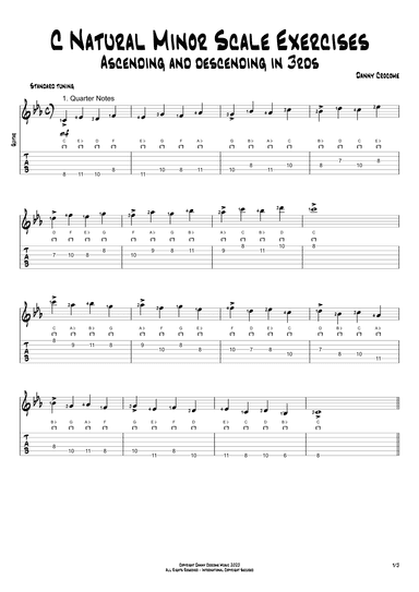 C Natural Minor Scale Exercises - Ascending and Descending in 3rds