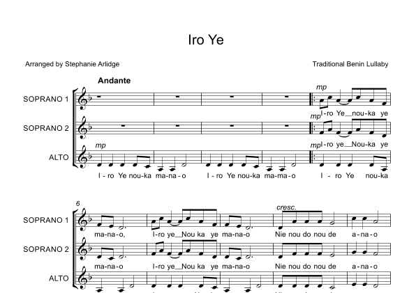 Iro Ye (arr. Stephanie Arlidge)