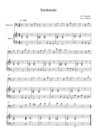 Sarabande, George Frideric Handel, For Bassoon & Piano (arr. Eugene Egorov)