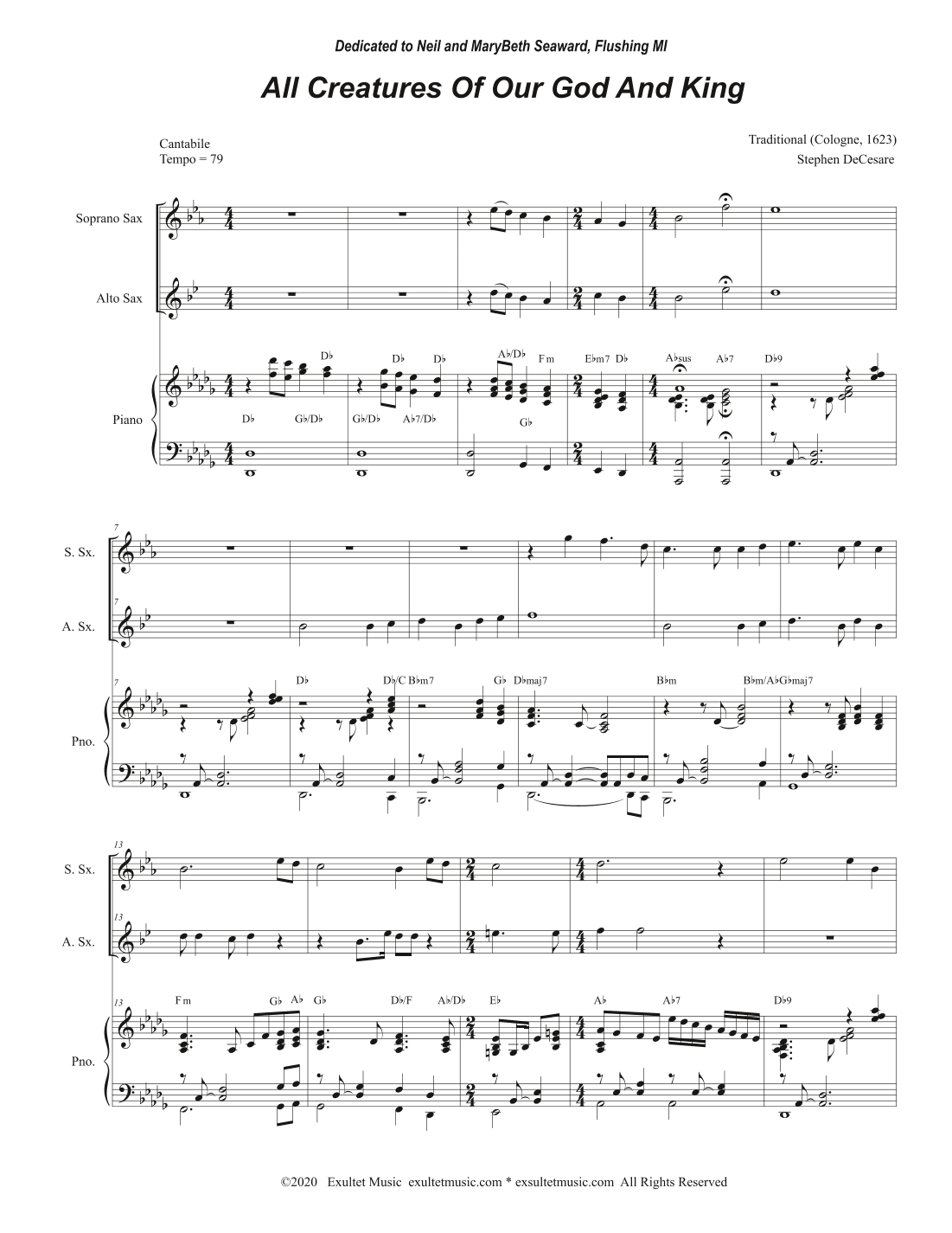 All Creatures Of Our God And King (Duet for Soprano and Alto Saxophone) (arr. Stephen DeCesare)