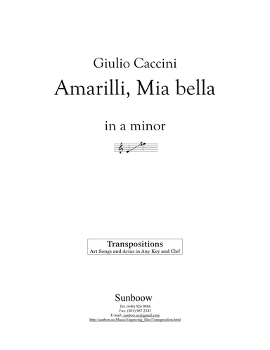 Caccini: Amarilli, mia bella (transposed to a minor) (arr. Sunbow)