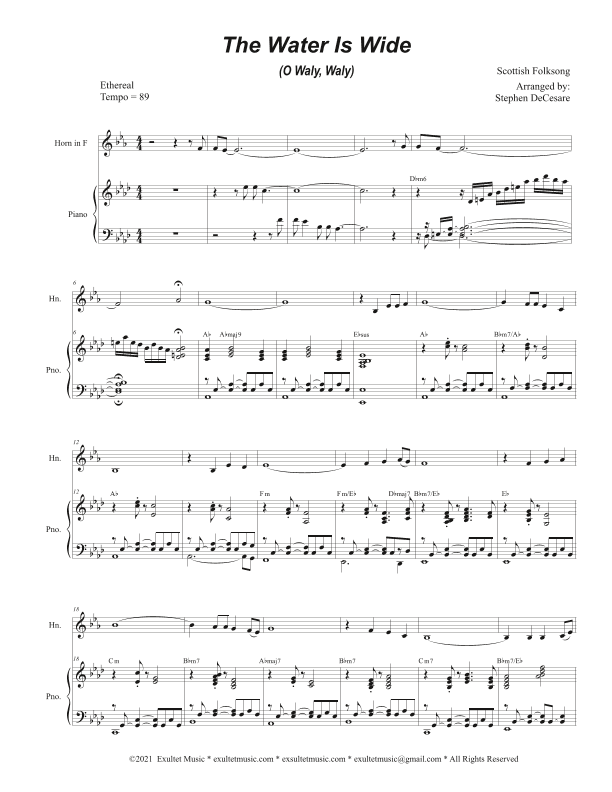 The Water Is Wide (O Waly, Waly) (French Horn solo and Piano) (arr. Stephen DeCesare)