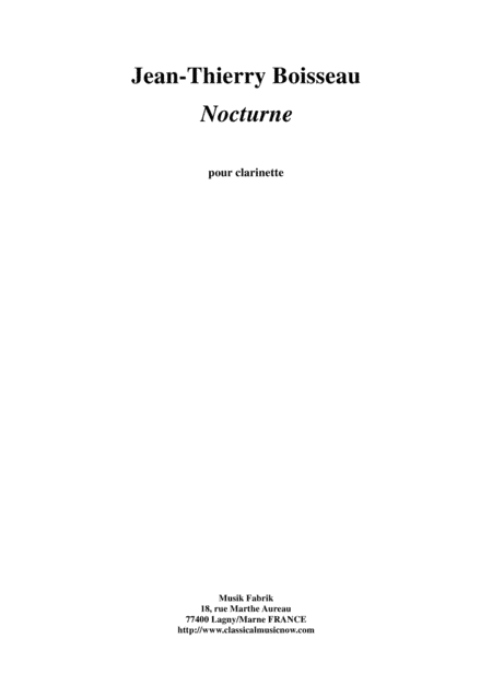 Jean-Thierry Boisseau: Nocturne for solo clarinet