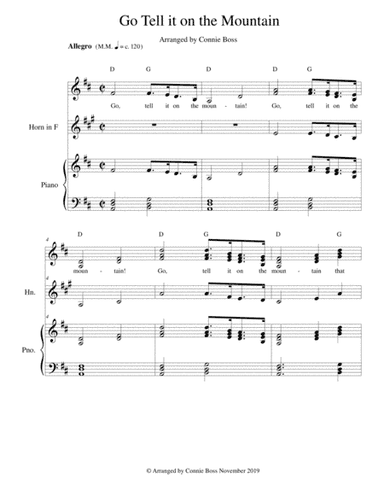Go Tell it on the Mountain - Vocal trio French Horn and piano (arr. Connie Boss)