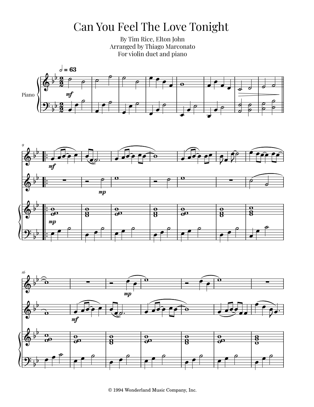 Can You Feel The Love Tonight (arr. Thiago Marconato)