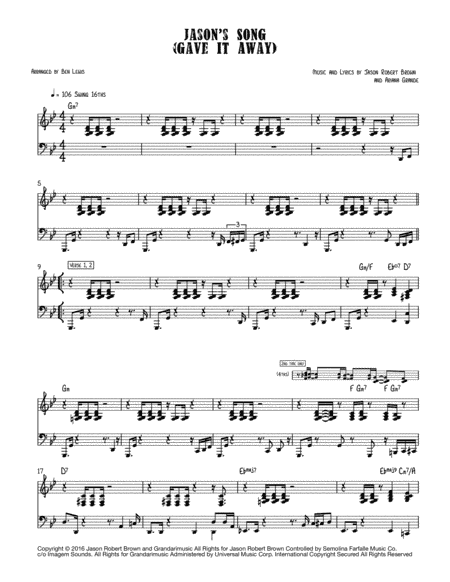 Jason's Song (gave It Away) (arr. Ben Lewis)