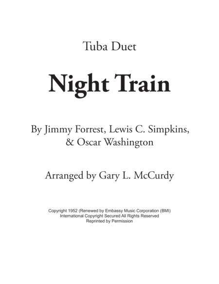 Night Train (arr. Gary McCurdy, The Tubador)