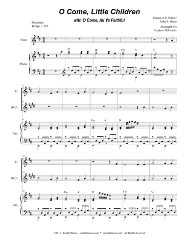 O Come, Little Children (with "O Come, All Ye Faithful") (Duet for Flute and Bb-Clarinet) (arr. Stephen DeCesare)