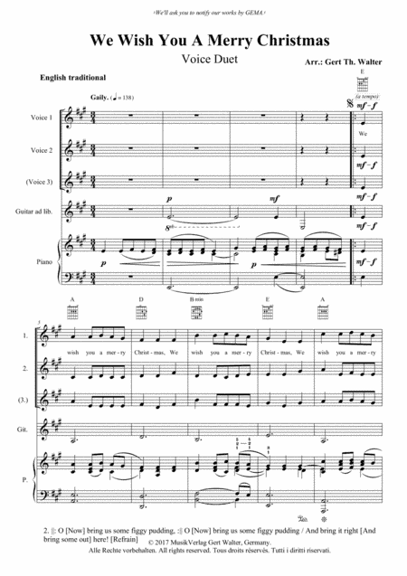 We Wish You A Merry Christmas (arr. Gert Th. Walter)