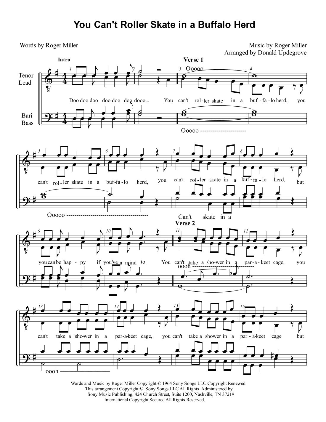 You Can't Roller Skate In A Buffalo Herd (arr. Donald Updegrove)