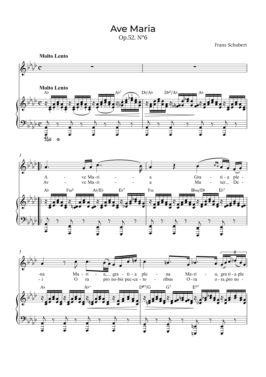 Ave Maria Schubert - Soprano with chords in Ab (arr. Alex Nunes Rodrigues)