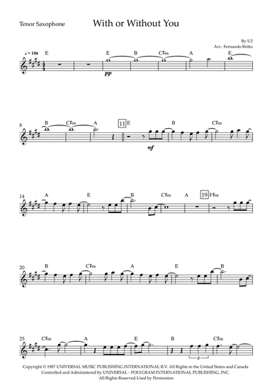 With Or Without You (arr. Fernando Britto)