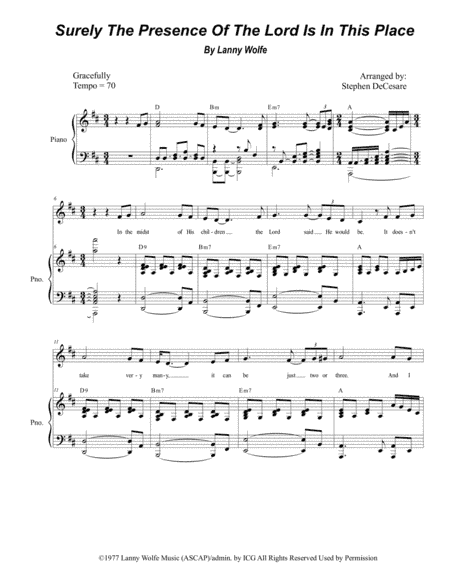Surely The Presence Of The Lord Is In This Place (arr. Stephen DeCesare)