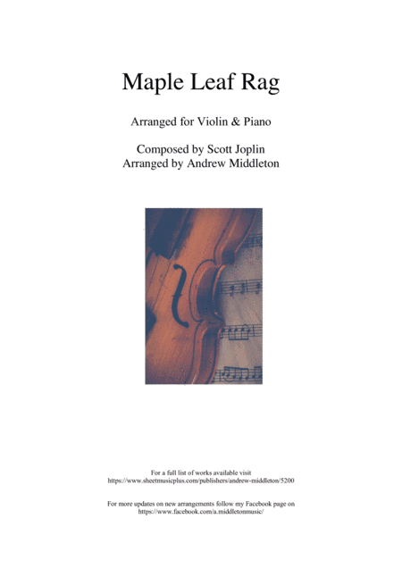 Maple Leaf Rag arranged for Violin and Piano (arr. Andrew Middleton)