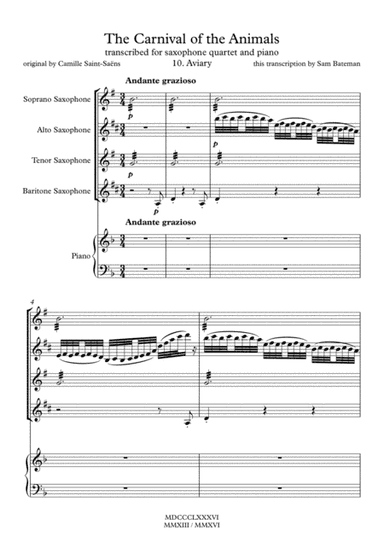 The Carnival of the Animals - 10. Aviary (arr. Sam Bateman)