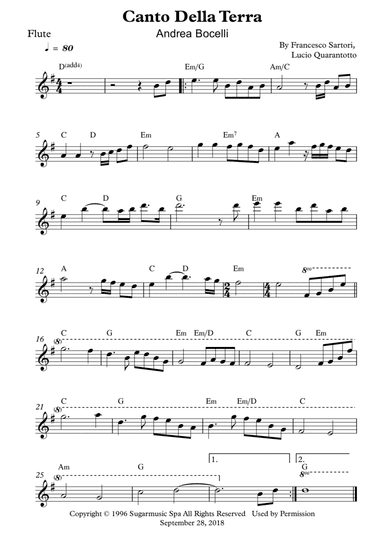 Canto Della Terra (arr. Wesley S. SIlva)