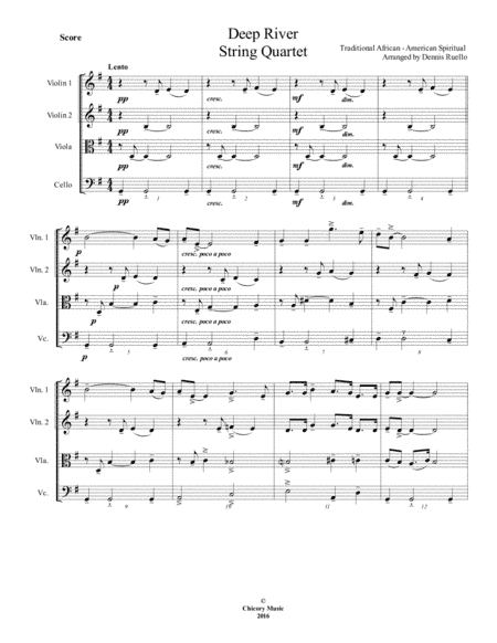 Deep River - String Quartet - Intermediate (arr. Dennis Ruello)