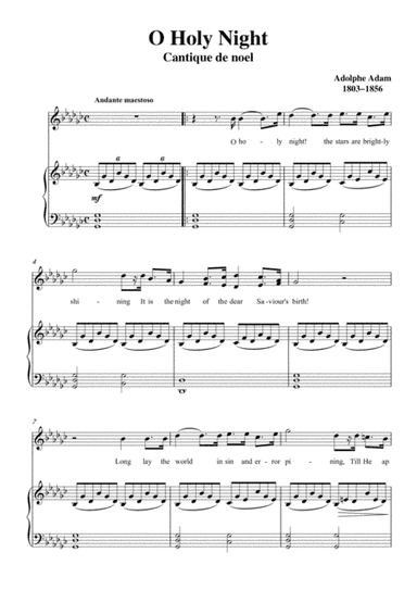 Adam-O Holy night in G flat Major, for Voice and Piano (arr. MPS)