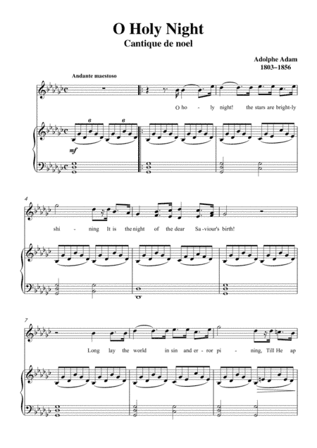 Adam-O Holy night in G flat Major, for Voice and Piano (arr. MPS)