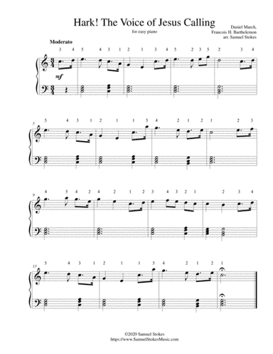 Hark! The Voice of Jesus Calling (Barthelemon setting) - for easy piano (arr. Samuel Stokes)