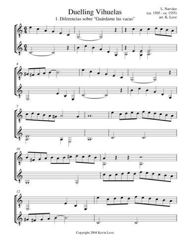 Duelling Vihuelas 1 - 3 (Guitar Duo) - Score and Parts (arr. Kevin Love)