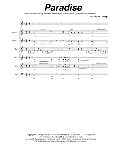Paradise (arr. Bryan Sharpe)