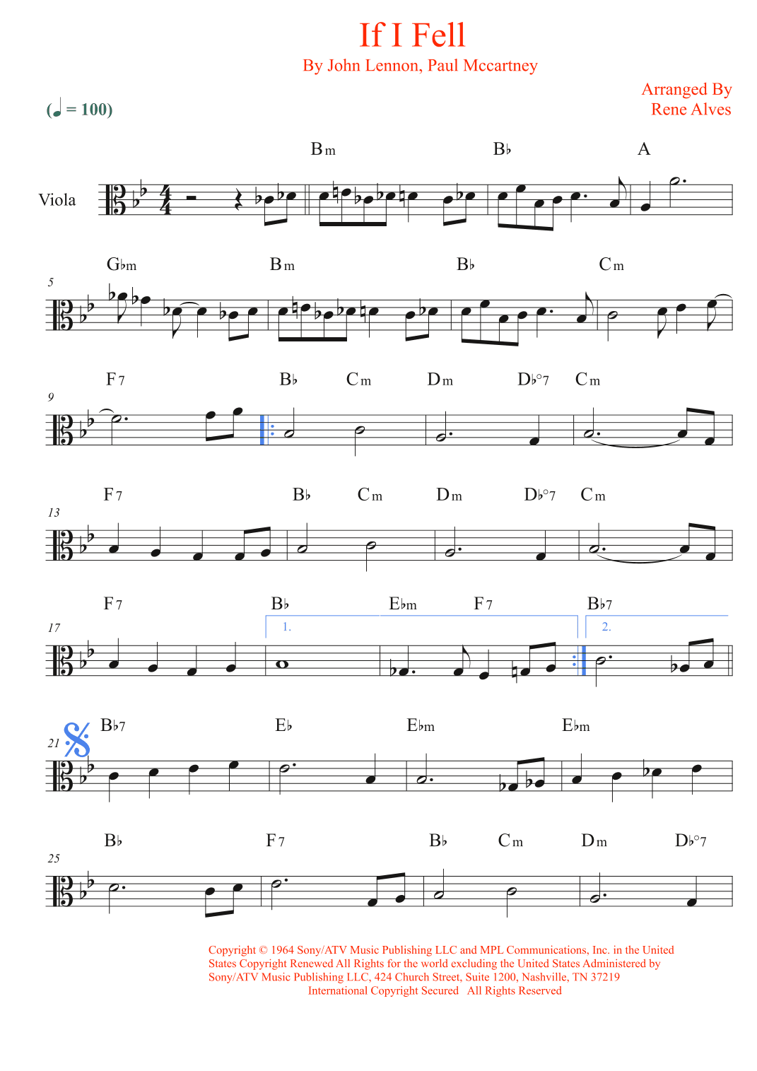 If I Fell (arr. Rene Alves)