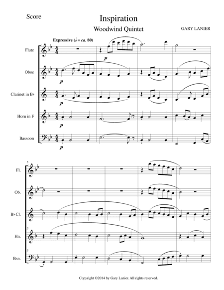 INSPIRATION (Woodwind Quintet Score and Parts)