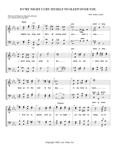 EV'RY NIGHT I CRY MYSELF TO SLEEP OVER YOU (arr. Walter Latzko)