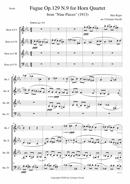 Fugue Op.129 N.9 for Horn Quartet (arr. Cristiano Vecchi)