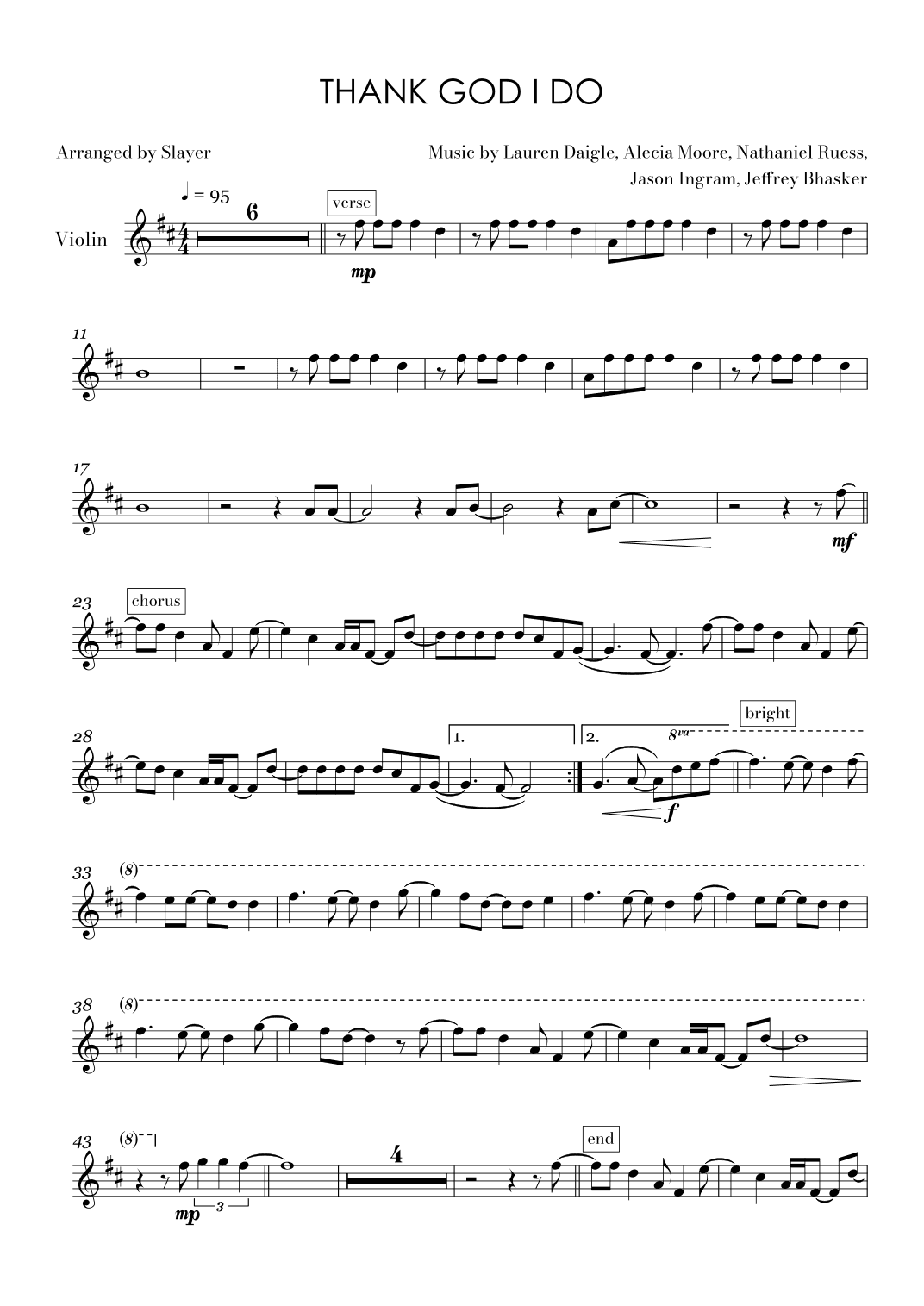 Thank God I Do (arr. Slayer)