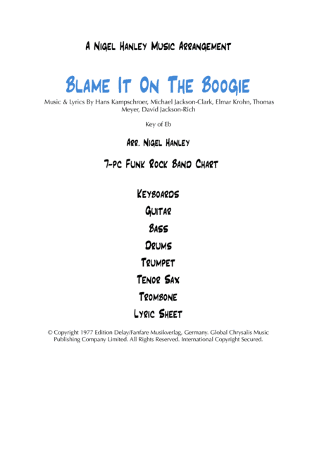 Blame It On The Boogie (arr. Nigel Hanley)