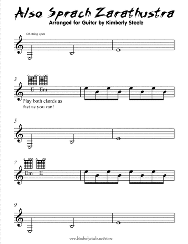 Also Sprach Zarathustra for Beginning Electric Guitar Solo (arr. Kimberly Steele)
