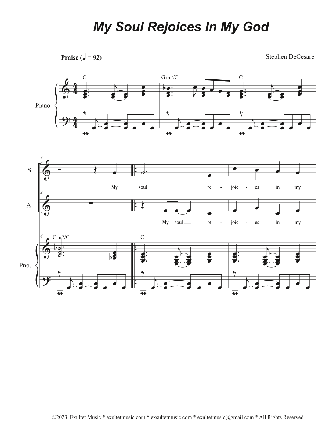My Soul Rejoices In My God (Duet for Soprano and Alto solo)
