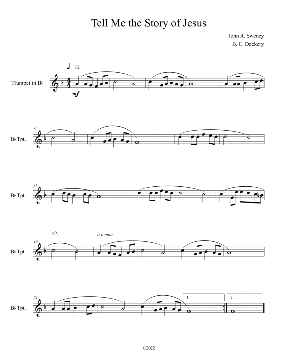 Tell Me the Story of Jesus (Trumpet Solo) (arr. B. C. Dockery)