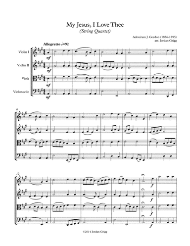 My Jesus, I Love Thee (String Quartet) (arr. Jordan Grigg)