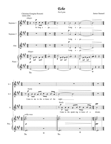 Echo for SSA voices and piano