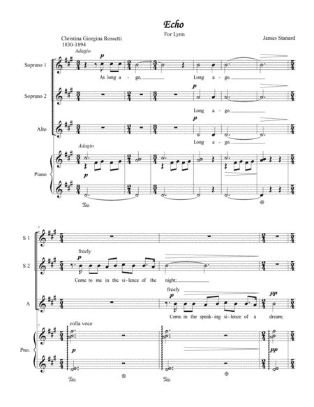 Echo for SSA voices and piano