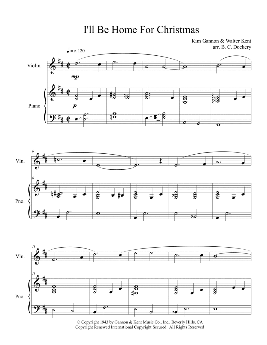I'll Be Home For Christmas (arr. B. C. Dockery)