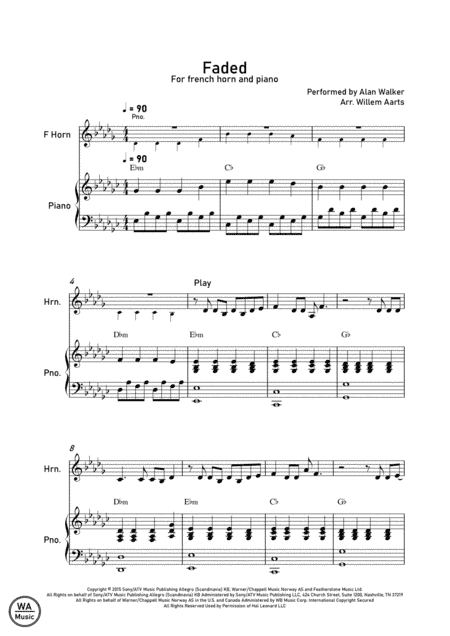 Faded (arr. Willem Aarts)