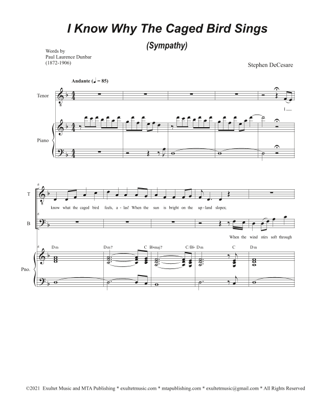 I Know Why The Caged Bird Sings (Sympathy) (2-part choir - (TB)