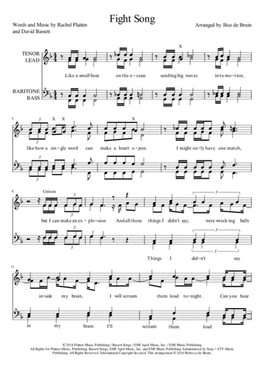 Fight Song (arr. Rebecca (Boo) de Bruin)