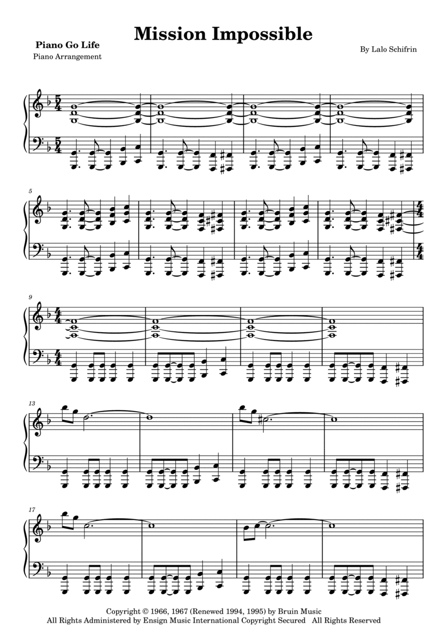 Mission: Impossible Theme (arr. Piano Go Life)